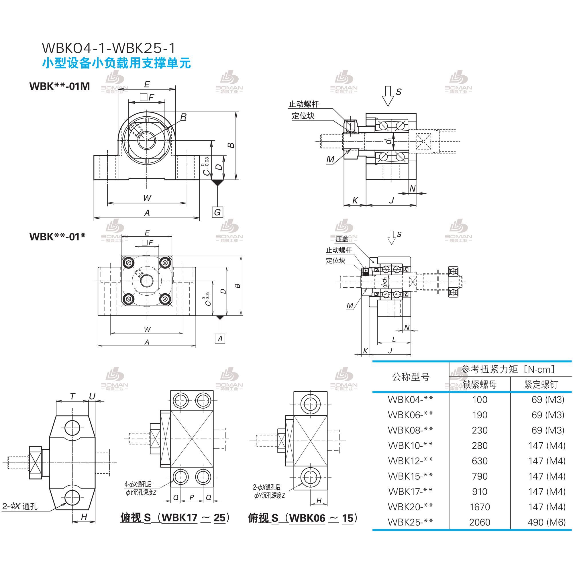 WBK15-01C-小型机器轻载荷用支承单元